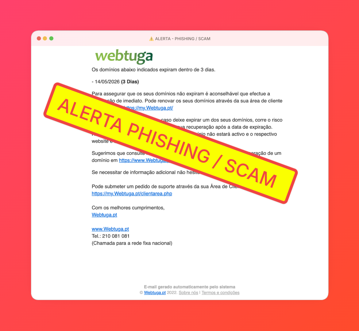 ⚠️ Alerta: Campanha de Phishing / Scam – 11/05/2026